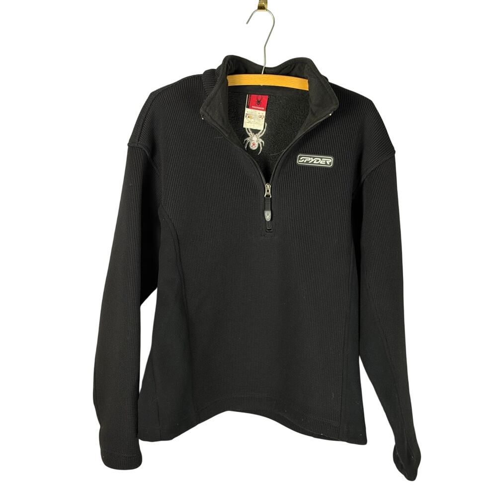 Spyder Black Quarter Zip Thermal Ski Pullover M